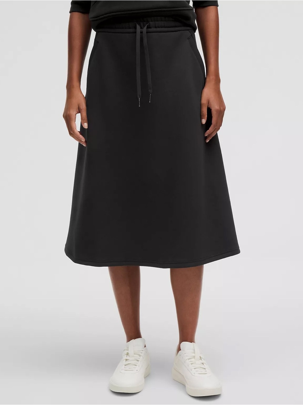 Lululemon Modal-Blend High-Rise A-Line Midi Skirt-black-size S-NWT
